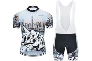 Moxilyn Abbigliamento Ciclismo da Uomo,Maglia Manica Corta+Pantaloncini,Cuscino Gel 9D,Ciclismo Moda Set Completo,Ciclismo Ciclismo Jerseys per Uomo,Ad Asciugatura Rapida Traspirante