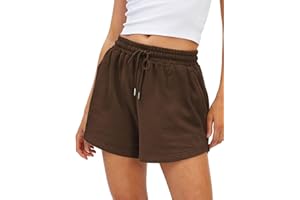 BUHIM Shorts Damen Sommer Sport Shorts Lässige Kurze Hose Baumwolle High Waist Running Shorts Gym Fitness Shorts Kurz Sporthose Jogginghose