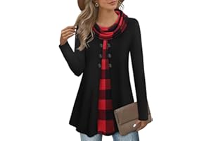 GUUKA Women Casual Long Sleeve 2 in 1 Jumpers Ladies Cowl Neck Fall Pullover Winter Tunic Tops