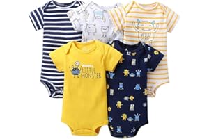BONFOR Pack de 5 Bodies Bebé Pijama Mono Niña Mameluco Bebé Niños Recien Nacido Trajes Algodón Pelele