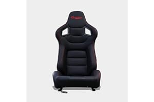 M MODAUTO MODAUTO Asiento Deportivo Coche,Semibaquet Ajustable,Adaptable para Cochescon,Ríeles incluidos,Conductor y Pasajero,para Coche y Simulador de Conducción,Modelo M-N705R,Negro Logo
