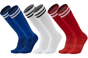 DOSYEN Chaussettes de football pour enfants, 3 paires de chaussettes de football pour garçons, chaussettes de football antidérapantes, respirant et absorbant la sueur, pour les enfants âgés de 5 à 12 ans
