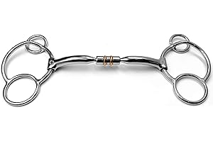 ON TIME TRADER ENGLAND Universal Snaffle Horse Bit with Barrel Copper Rollers and Inlay (5")