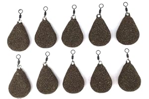 BZS Poids de pêche à la Carpe Poire Plate avec émerillon Disponible en Finition Lisse et texturée