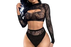 Buitifo Dam underkläder Fishnet BabyDoll Bodysuit Mini klänning Set One Size