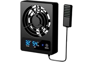 Rurunklee Fan for Reptile Enclosure - Smart Reptile Humidity Gauge with LED Display | Efficient Cooling Fan, Ventilation Fan for Snakes, Rainforest Terrarium, Vivarium