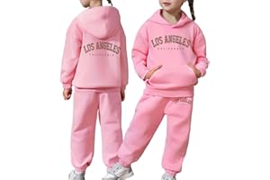 Generisch Survêtement pour enfant fille garçon - 2 pièces - Pull à manches longues - Pull à capuche - Pantalon à capuche - Pantalon de jogging - Ensemble de survêtement chaud - Impression lettre