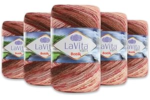 LaVita Yarn BATIK DG02 - Hilo de lana para tejer a mano, paquete de 5 unidades , 100 % hilo deportivo acrílico, 100 g por ovillo, 170 m