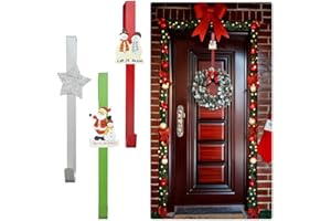 RECHCIGA 3 pcs Colgador de Coronas Navideñas Gancho Corona Navidad Colgador de Puerta Navideño Percha de Guirnalda 29cm de Metal Colgador Guirnaldas Gancho para Puerta para Navidad Boda - 3 Colores