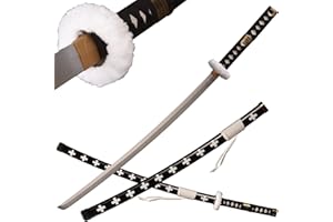 ACTASITEMS Roronoa Zoro Swords Anime Cosplay Wooden Sword - 104cm,Trafalgar Law Katana white
