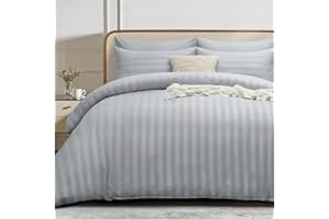 RUIKASI Striped Bedding Duvet Cover Set Double Bed - Hotel Double Duvet Set with Zip, Soft Brushed Microfibre Double Bed Set Quilt Cover with 2 Pillowcases