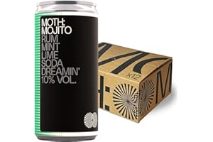MOTH: Mojito Cocktails Ready To Drink Pre-Mixed Cans, 12 x 200ml, 10% ABV - Duppy Share Rum, Mint, Lime & Soda, Premium Quality Bar Strength