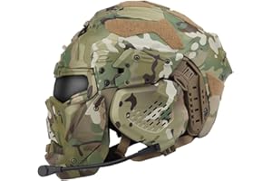 AQ zxdc Taktischer Schutz-Integralhelm, mit Maske, Headset, Brille, Nebellüfter, für Airsoft Paintball