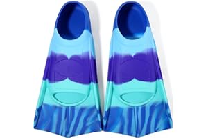 Azuunye Aletas de natación para niños, Aletas de Agua Cortas, Aletas de natación 100% Silicona para Entrenamiento de Buceo para niños, jóvenes y niños