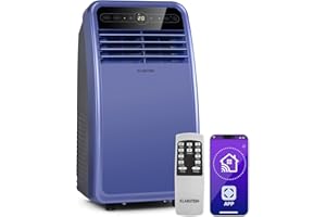 Klarstein Climatiseur Mobile Silencieux, Smart Climatiseur 4 en 1, Mode Nuit, Déshumidificateur, Ventilateur, Mini Climatisation à Faible Conso, Evacuation, Clim Portable de 7000 BTU, Climatiseurs