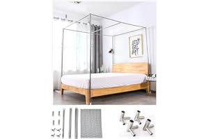 HOXMOMA Moskitonetzhalter Vier Eckbett, Edelstahl Baldachin Moskitonetz Baldachin Rahmen, Bettüberdachung, Metall T-Stücke, Gestell für Einzel/Doppel/Kingsize/Super-Kingsize Bett,24mm,2×2.2m Bed