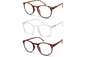 Vecien Lesebrille 3 Stuecke Federn-Scharnier Brillen Mattes Finish fürein, Kristallgläser gibt Ihnen ultra-klare Sicht, Federscharniere Musterdesign für Männer und Frauen