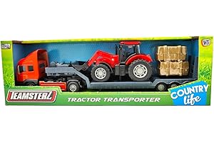 CELINO making your day Farm Tractor Transporter Playset Diecast Vehicle Toys Boys Girls (Red)
