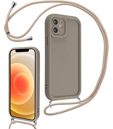 MyGadget Handyhülle Mit Kette Für IPhone 12/12 Pro – Abnehmbares Band, Kristallklar & Schutzverstärkt | Rosa