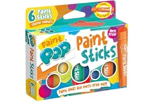 Paint Pop Paint Sticks For Kids - 6 Pack Classic Assorted Colours - Twist & Paint, Mess-Free, Fast Drying Action, Easy Clean Up, Vibrant Colours, Multi-Surface