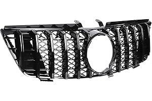 TOOWGM W164 - Rejilla para parachoques delantero de coche GTR Style GT para Mercedes Clase ML W164 ML320 ML350 ML550 2005-2008 (negro brillante)