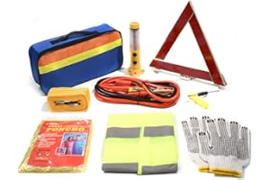 TOURKING Car Emergency Breakdown Safety Kit, Auto Car Emergency Assistance Kits, Road Assistance Travel Tool for European Travel with Tow Rope, Jumper Cables, Ideal Accessory for Truck,SUV