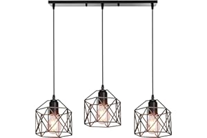 PETITES ECREVISSES Lampara Techo Colgante 3 luces Vintage Lámpara Colgante Industrial 16cm Diseño de Hexágono de Hierro Iluminación de Techo de Interior Lámpara para Cocina Comedor Dormitorio