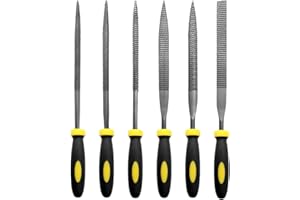 SGERUFZ Set di 6 Lime e Raspe in Acciaio ad Alto Tenore di Carbonio File Piatto Triangolare Semitondo Rotondo Ideale per Legno Metallo Strumenti di Lavorazione Multifunzionale