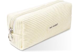 OFFCUP Federmäppchen Cord-Stoff, Federtaschen Jungen Mädchen, Schulmäppchen mit Reißverschluss Pouch Organizer groß Mäppchen Pencil Case Teenager Federmappe für Schule Büro Uni (Beige)