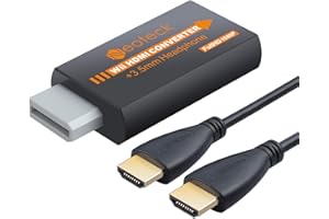 Neoteck 1080P Wii HDMI Converter Mini Wii to HDMI + 3.5mm Jack Converter with a 1m HDMI cable Support NTSC/PAL Format for Smart TV HDTV-Black