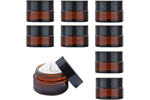 MYTHOSURGE 9 Stück Braunglas Salbentiegel,5ml Amber Glas Leerdose, Creme behälter,kleine dose mit deckel, Reise Probenbehälter,Cremedosen zum befüllen von Kosmetika, Lotionen, Cremes