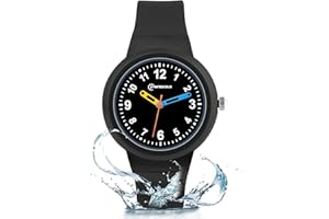 Edillas Kinderuhr Analog für Jungen Mädchen,wasserdichte Armbanduhr Jungen Mädchen Kinder Kleinkind zum Leicht zu lesen Lernen Zeitschule mit Weichem Riemen Lernen Uhren