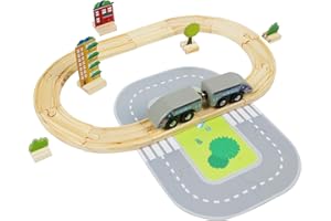 Little Frog Toys My First Magnetic Wooden Train Set, 30-Piece Toy Train Set with Wooden Train Track, Montessori Educational Magnetic Toys, Birthday Gifts for 3 Year Olds Boys and Girls