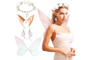 JeVenis Ailes de fée pour Filles Ailes de Papillon pour Princesse Ailes de Costume pour Halloween Decoration Anniversaire Fee (Blanc)