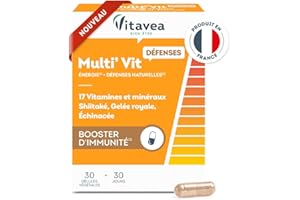 VITAVEA BIEN-ETRE - Multi'vit Défenses - Complément alimentaire immunité - Vitamine C, Vitamine D, Vitamines B6, B12, gelée royale, shiitakée, échinacée - 30 gélules - 30 jours - Fabriqué en France