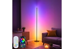 GENERIC Smart RGB Corner Floor Lamp with App & Remote Control, Colour Changing LED Standing Lamp with Music Sync, Dimmable Mood Lighting for Living Room Bedroom Gaming Room