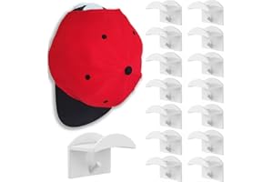 ADIFARE 16 Pack Adhesive Hat Hooks for Wall Mounted Modern Hat Rack Minimalist Design for Baseball Caps No Drilling Holder Hat Hangers Storage Organizer for Door Closet Office Bedroom Room Decor (White)