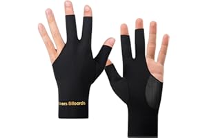 Vonavira 2PCS Pool Billiard Gloves Quick-Dry Breathable Snooker Glove 3 Fingers Anti-Slip Cue Sports Glove Fits Left Hand for Men Women