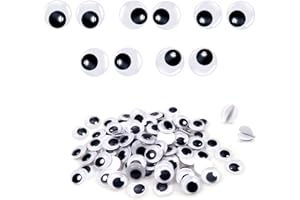 TOAOB THE ONE AND ONLY BABY TOAOB 100 pièces 15mm Yeux Mobiles Autocollants Adhésifs en Plastique Ronds Noir Blanc pour Scrapbooking Artisanat Accessoires DIY Craft Poupées Décorations