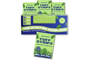 ROCKJAW® Tuff Stripz | Tough Jawline Chewing Gum | Sugar-Free Jaw Exerciser | Beginner-Friendly | 10 Packs, 120 Stripz | 2 Months Supply