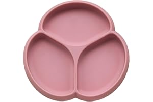 glitter&spice Assiette Ventouse Pour Bébé Assiette Silicone Bébé 6+ Mois Jeunes Enfants Garçons et Filles Sans BPA Utilisé Dans Four à Micro-ondes, Lave-vaisselle(DUSTY ROSE)