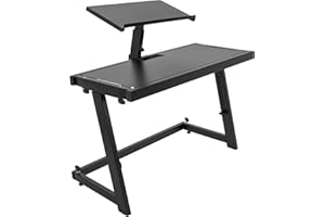 BoomToneDJ, station DJ, meuble avec support intégré réglable pour PC, cadre en acier Z, facile d'utilisation, transportable, parfait pour contrôleur USB DJ, démontable et transportable facilement