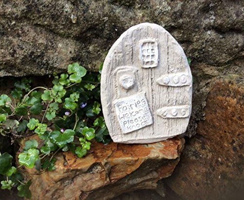 Stone fairy door garden ornament Fairies Welcome Please Knock