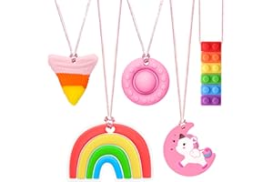 CLDY 5 PCS Sensory Chew Necklace for Autism & ADHD – Food Grade Silicone Chew Toys for Kids, BPA-Free Oral Motor Teether for Boys & Girls, Safe for Biting Needs (5 Ropes+ 5 Teethers)
