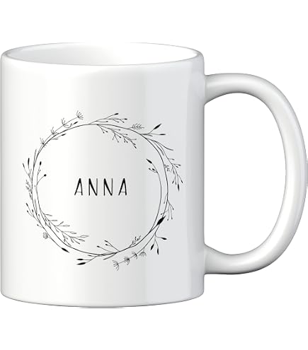 Personalisiere Tasse 'Amelie' - 325ml Weiß, Spülmaschinenfest, Made In Germany