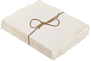 XREE 25 Feuilles de Papier Coton Fait Main, 300GSM - Papier Aquarelle Vergé pour Invitations, Dessin, Croquis et Écriture (28,5 x 19,6 cm)