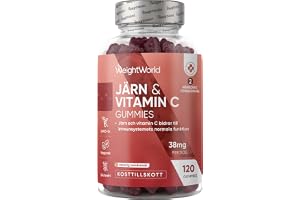WeightWorld Järn & Vitamin C Gummies – 2 månaders förbrukning – 120 gummies | Endast 2 gummies per dag – 28 mg järn – 10 mg vitamin C – veganska – glutenfria – tillverkade enligt GMP-standard