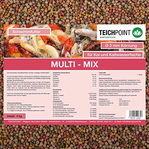 Koifutter Multi-Mix, 5 Kg, 3 mm, Schwimmendes Ganzjahresfutter mit allen wichtigen Inhaltsstoffen