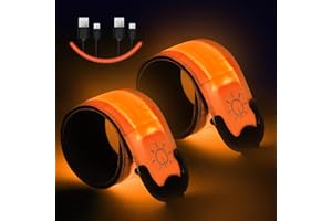 flintronic 2 opaski świetlne LED z możliwością ładowania USB, odblaskowe opaski do biegania LED, regulowane migające paski bezpieczeństwa, podświetlane paski sportowe, 2 szt