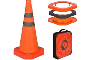 GUARDLEAD Faltbar Leitkegel Warnkegel Verkehrskegel faltbar Pylon Sicherheitskegel Mehrzweck-Popup-Reflektierender Sicherheitskegel (1, 18in mit beschwertem Sockel)